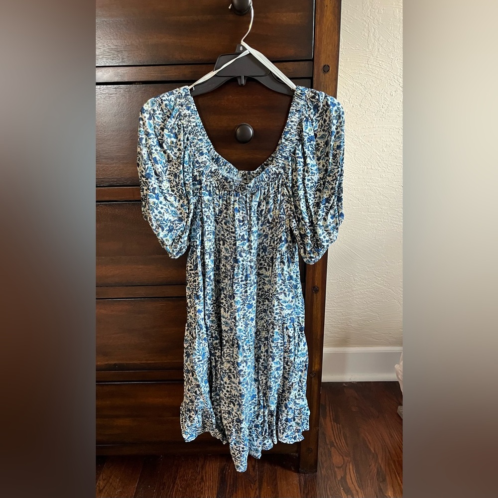 NWT Wild Fable Blue Floral Off Shoulder Baby Doll Dress